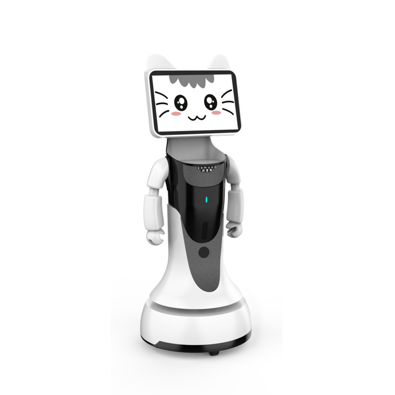 Welcoming guests and explaining the robot Y series - Xiaobao