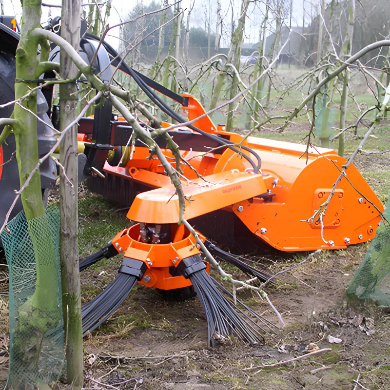 Traction-type branch gathering and crushing machine