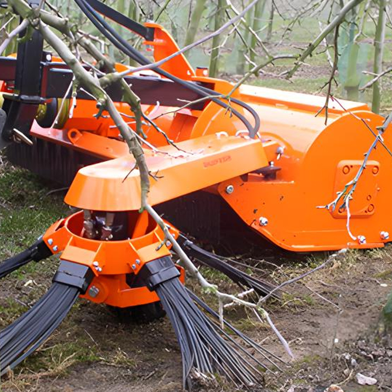 Traction-type branch gathering and crushing machine
